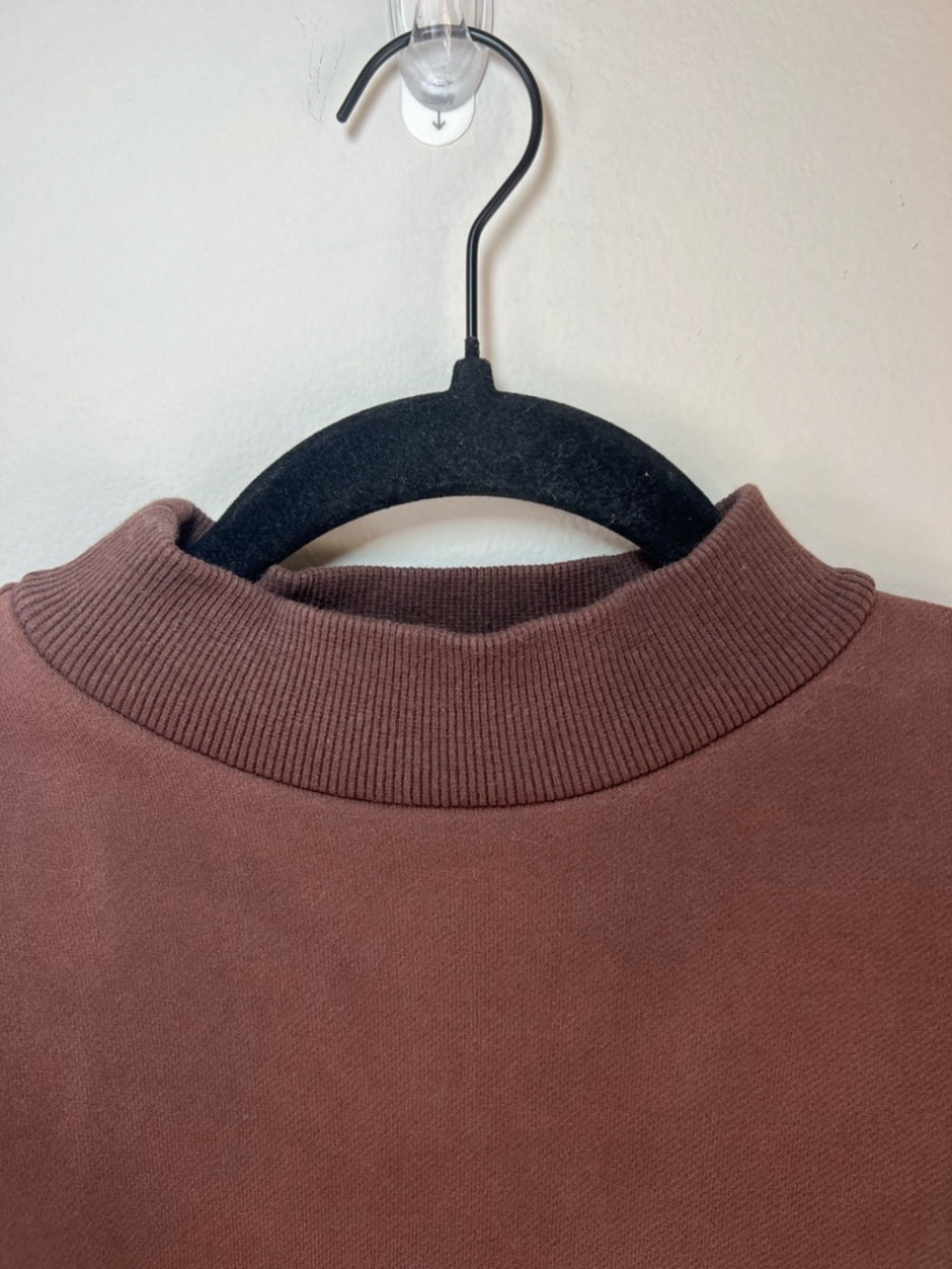 Nap Oversized Mock Neck Sweatshirt Brown Pullover High-Low Pocket Loungewear Sm - Picture 3 of 15